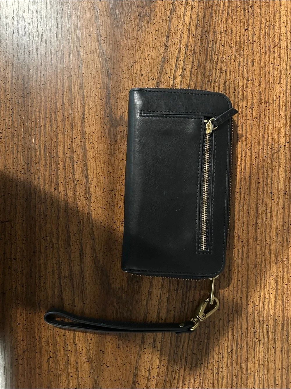 Fossil Black Leather Wristlet Wallet